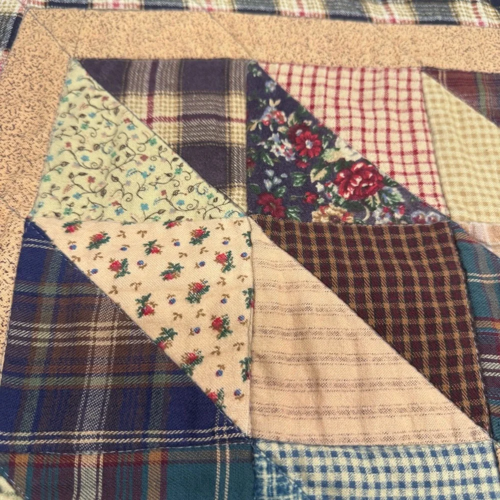 Vintage Handmade Quilt Christmas Moose Patchwork Appliqué Country 42” X 58” Farm